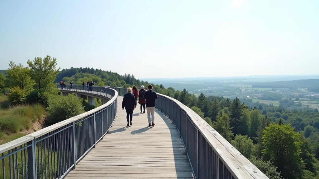 Ērgļu panorāmas skatu tornis ar platiem skatiem, vidējais apmeklējums, skaidrs laikaparasts